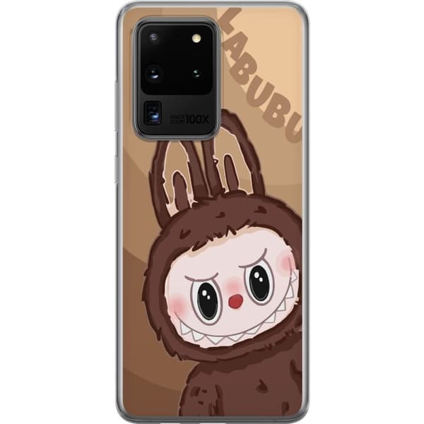 Samsung Galaxy S20 Ultra Gennemsigtig cover Labubu Skyde Sød - Hvid og Blå Design med Sød Stil