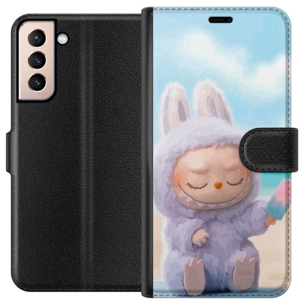 Samsung Galaxy S21 Plånboksfodral Labubu Pink Mood – Rosa monsterdesign