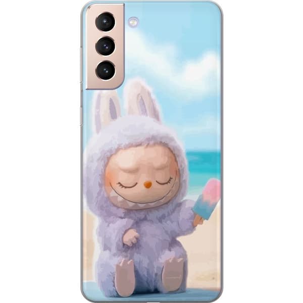 Samsung Galaxy S21 Genomskinligt Skal Labubu Pink Mood – Rosa monsterdesign