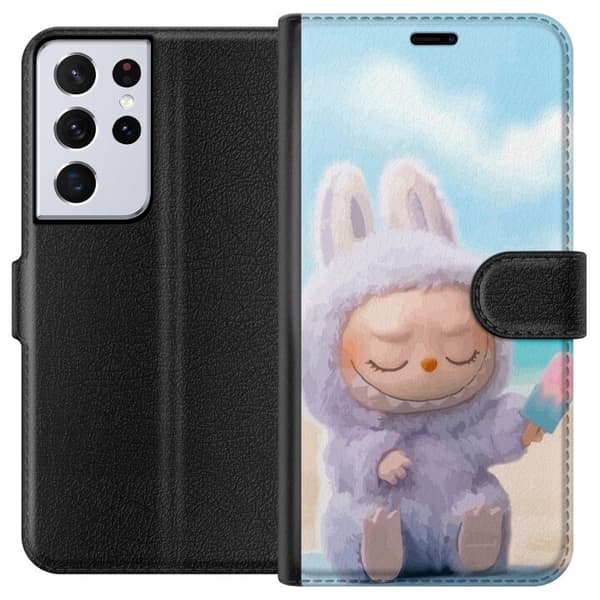 Samsung Galaxy S21 Ultra 5G Plånboksfodral Labubu Pink Mood – Rosa monsterdesign