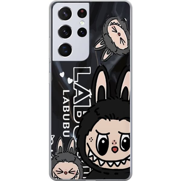 Samsung Galaxy S21 Ultra 5G Gennemsigtig cover <nl>Labubu Black Energy - Sort mønster i gade stil