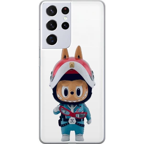 Samsung Galaxy S21 Ultra 5G Gennemsigtig cover How2work Labubu Monstre x Ultraman Blue Figur