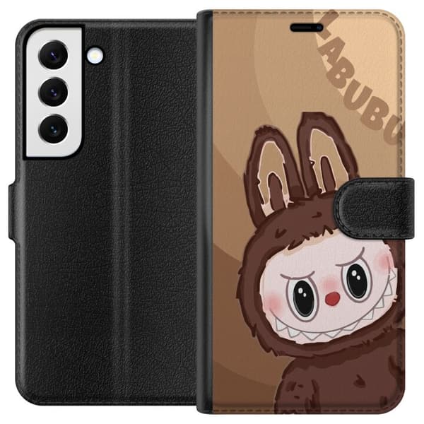Samsung Galaxy S22 5G Lommeboketui Labubu Sky Kosebamse - Hvit og Blå Design med Søt Stil