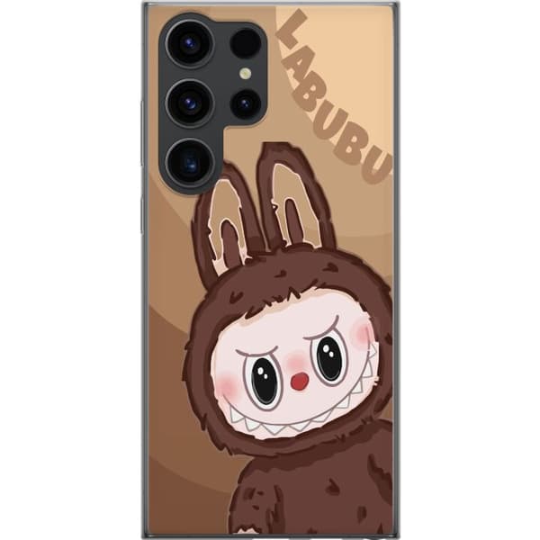Samsung Galaxy S24 Ultra Gjennomsiktig deksel Labubu Sky Kosebamse - Hvit og Blå Design med Søt Stil