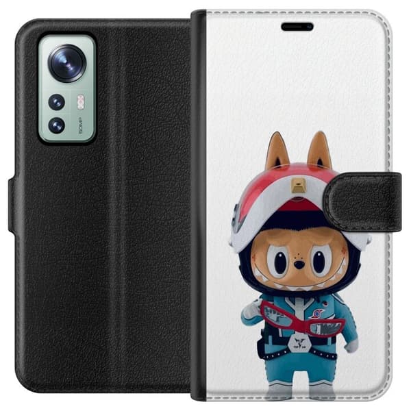 Xiaomi 12 Lompakkokotelo How2work Labubu hirviöt x Ultraman Blue -hahmo