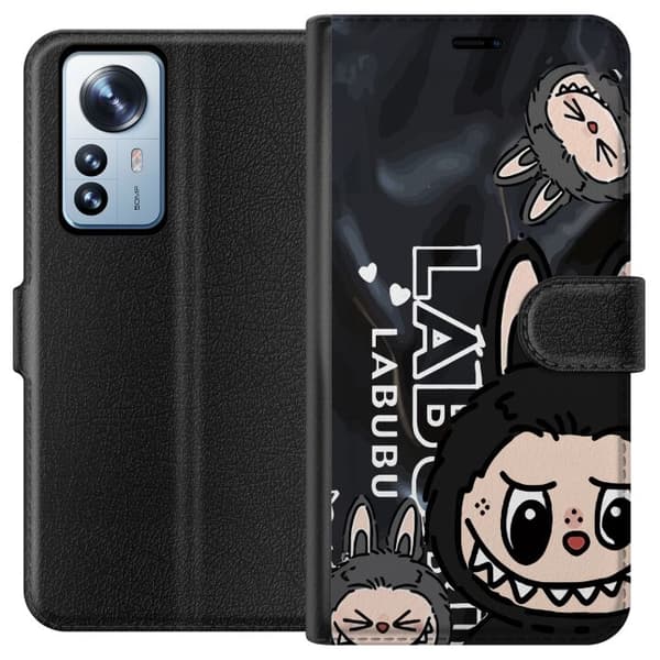 Xiaomi 12 Pro Plånboksfodral Labubu Black Energy – Svart mönster i streetstyle