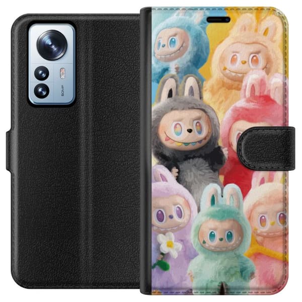 Xiaomi 12 Pro Plånboksfodral Labubu Sketch Style – Handritat monster i tusch