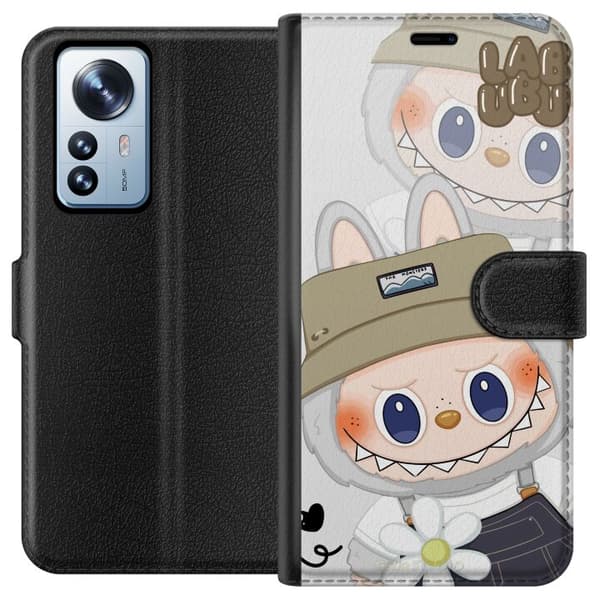 Xiaomi 12 Pro Plånboksfodral Labubu Minimal Mood – Enkel och stilren monsterdesig