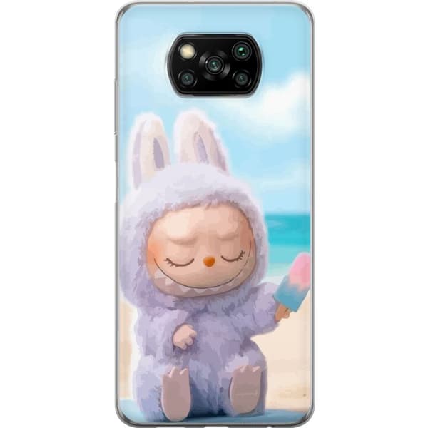 Xiaomi Poco X3 NFC Genomskinligt Skal Labubu Pink Mood – Rosa monsterdesign