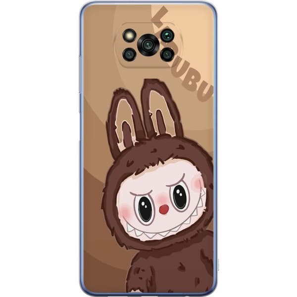Xiaomi Poco X3 Pro Gennemsigtig cover Labubu Skyde Sød - Hvid og Blå Design med Sød Stil