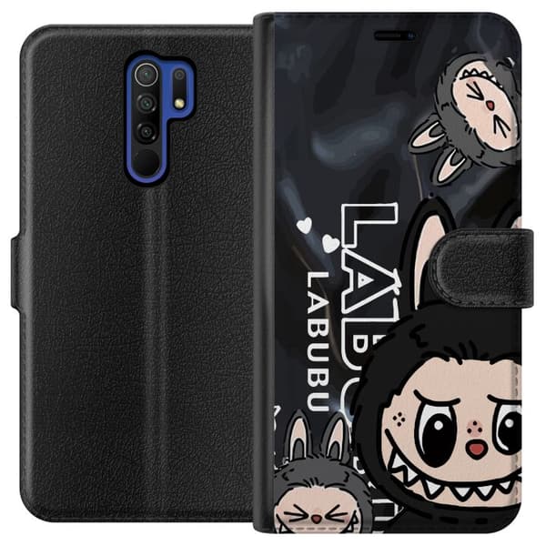 Xiaomi Redmi 9 Lompakkokotelo <nl>Labubu Black Energy - Musta kuviointi katutyyliin