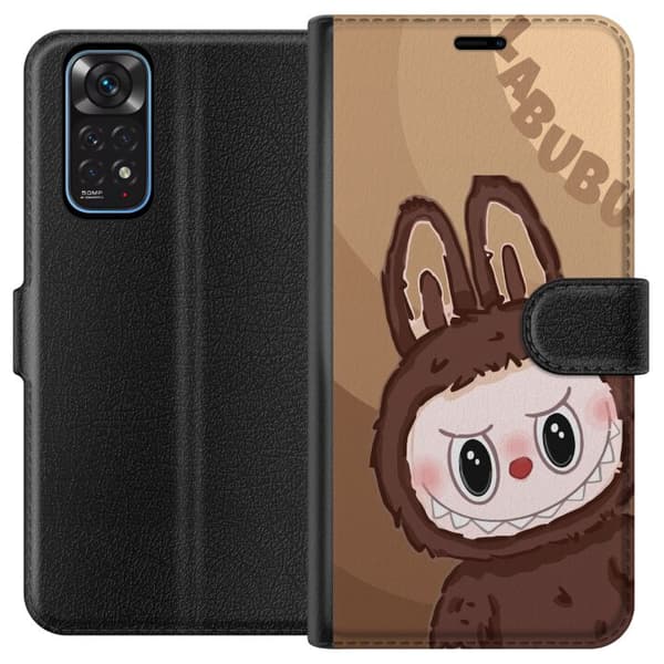 Xiaomi Redmi Note 11 Tegnebogsetui Labubu Skyde Sød - Hvid og Blå Design med Sød Stil