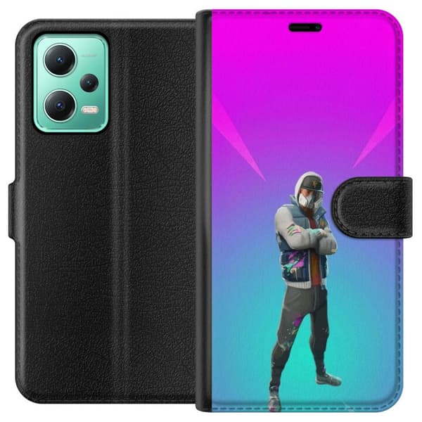 Xiaomi Redmi Note 12 Lompakkokotelo musta ritari fortnite