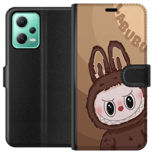 Xiaomi Redmi Note 12 Lommeboketui Labubu Sky Kosebamse - Hvit og Blå Design med Søt Stil