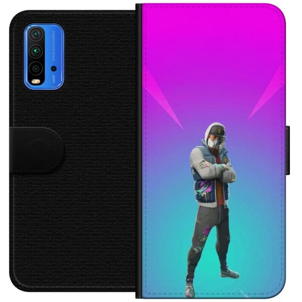 Xiaomi Redmi Note 9 4G Tegnebogsetui sort ridder fortnite