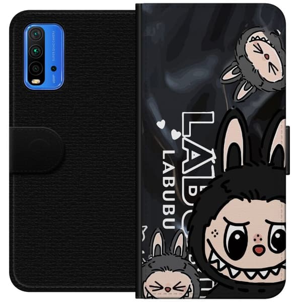 Xiaomi Redmi Note 9 4G Lompakkokotelo <nl>Labubu Black Energy - Musta kuviointi katutyyliin