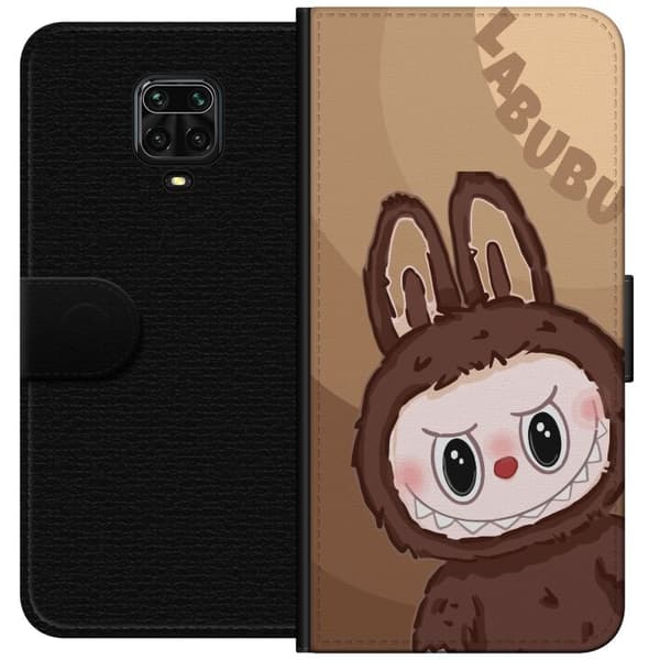 Xiaomi Redmi Note 9S Tegnebogsetui Labubu Skyde Sød - Hvid og Blå Design med Sød Stil