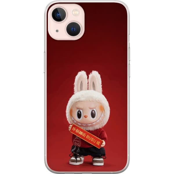 Apple iPhone 13 mini Gennemsigtig cover Pop Mart The Monsters Labubu Held og Lykke Vinyl Plysdukke