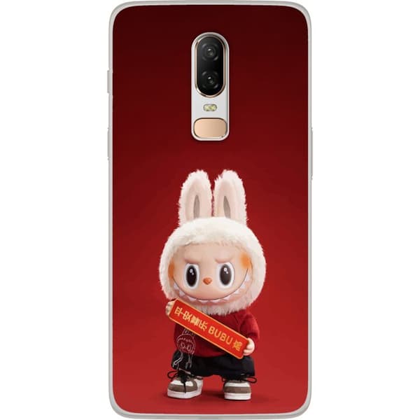 OnePlus 6 Gennemsigtig cover Pop Mart The Monsters Labubu Held og Lykke Vinyl Plysdukke