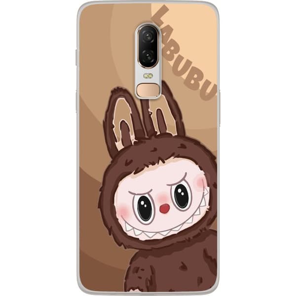 OnePlus 6 Genomskinligt Skal Labubu Cloud Cutie – Vit och blå design med gullig stil