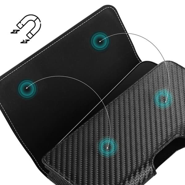 Hölster i kolfiber för 7-tums telefon med roterande klämma, svart
