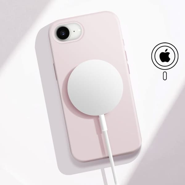 Coque MagSafe för iPhone 16e Silikonmjuk Tryckt Karl & Choupette Karl Lagerfeld Powderrosa