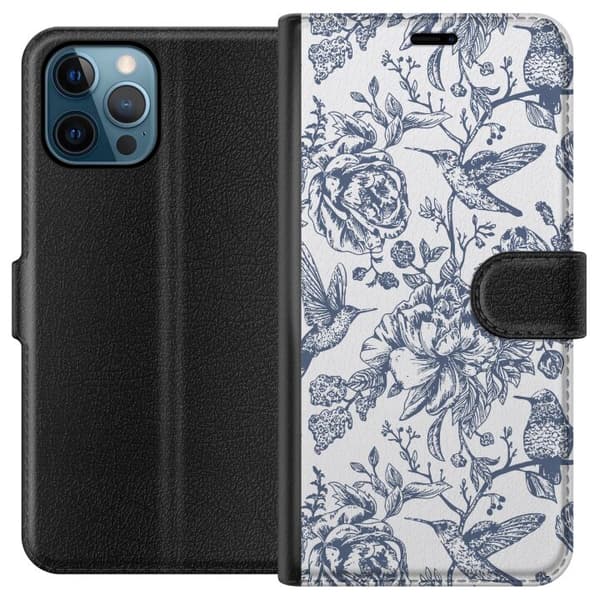 Apple iPhone 12 Pro Lompakkokotelo Kukat & Linnut - Romanttinen Vintage-tyylinen Kuviointi