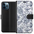 Pikkukuva 1 / 3: Apple iPhone 12 Pro Lompakkokotelo Kukat & Linnut - Romanttinen Vintage-tyylinen Kuviointi
