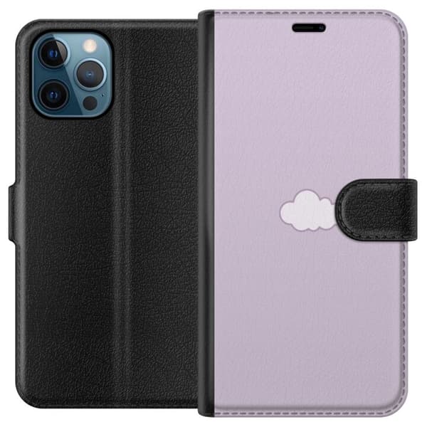 Apple iPhone 12 Pro Lompakkokotelo Lila Pilvi - minimalistinen pilvi lila taustalla