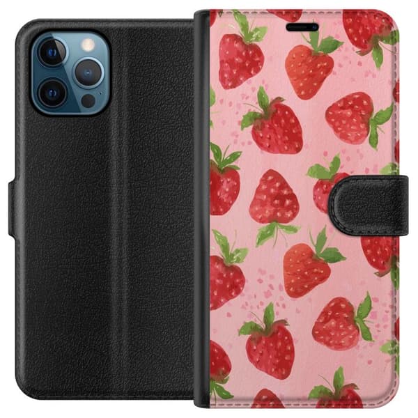Apple iPhone 12 Pro Lommeboketui Jordbærdrømmer - Retro-stil jordbærmønster