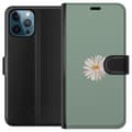 Miniatyrbilde 1 av 3: Apple iPhone 12 Pro Lommeboketui Grønn Minimalblomst - stilren blomst på grønn bakgrunn