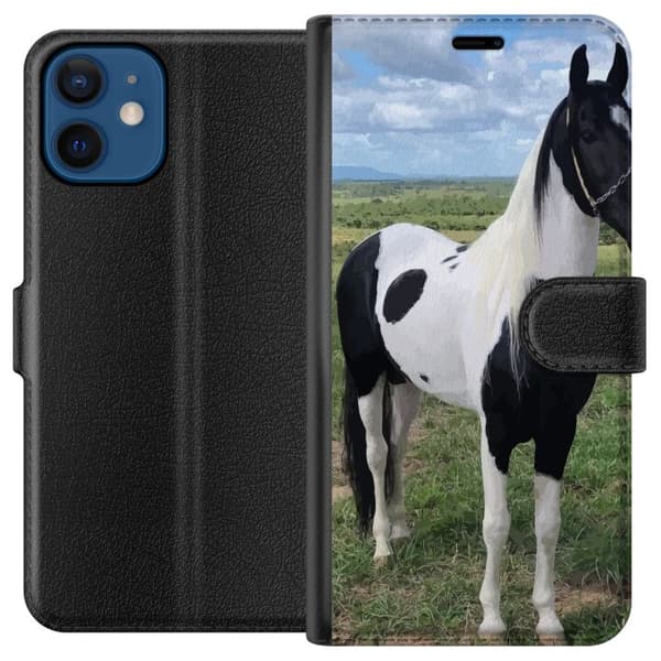 Apple iPhone 12 mini Plånboksfodral Hästmagi – stiliserad häst i lugn färgskala