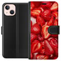 Miniatyrbild 1 av 3: Apple iPhone 13 Plånboksfodral Jordgubbsmönster – sött motiv med sommarkänsla