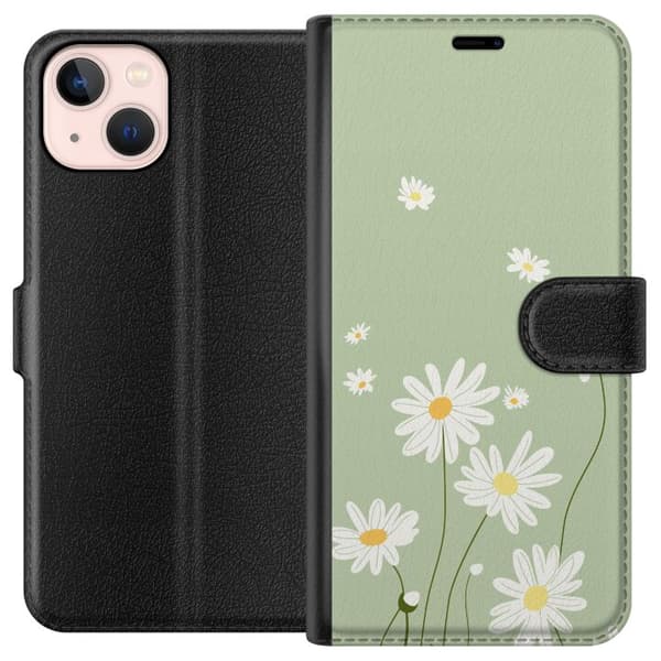 Apple iPhone 13 Plånboksfodral Prästkragar – blommigt mönster i svensk sommarstil