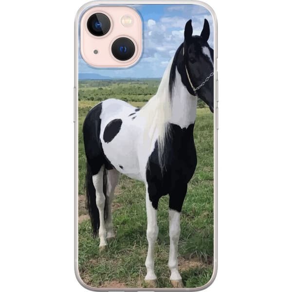 Apple iPhone 13 mini Gennemsigtig cover Hestemagi - stiliseret hest i en rolig farveskala