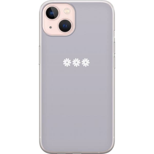 Apple iPhone 13 mini Gennemsigtig cover Lilla Blomminimalisme - stilfuldt blomstermotiv på lilla baggrund
