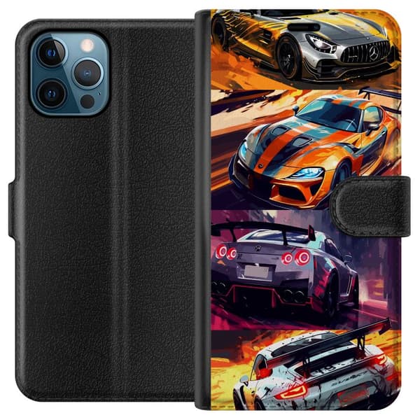 Apple iPhone 12 Pro Max Tegnebogsetui Rallyfeber - fartfyldt motiv med rallybiler