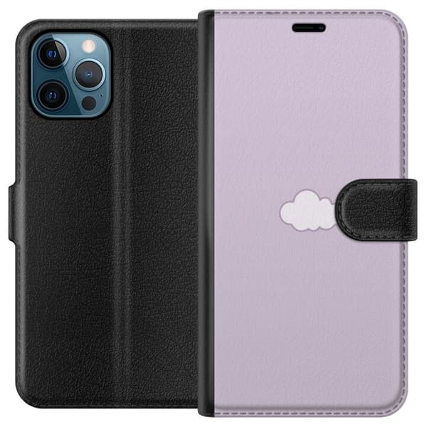 Apple iPhone 12 Pro Max Tegnebogsetui Lilla Sky - minimalistisk sky på lilla baggrund