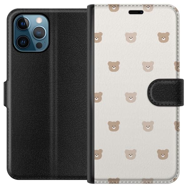 Apple iPhone 12 Pro Max Lompakkokotelo Teddy-tausta - söpöt teddykarhut pehmeällä taustalla