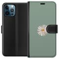 Miniatyrbilde 1 av 3: Apple iPhone 12 Pro Max Lommeboketui Grønn Minimalblomst - stilren blomst på grønn bakgrunn