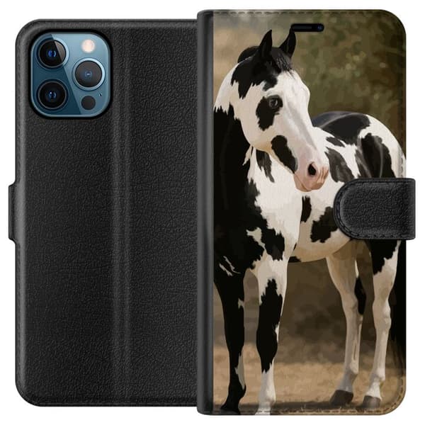 Apple iPhone 12 Pro Max Tegnebogsetui Smuk Hest - elegant illustration af hestemotiv