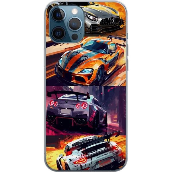 Apple iPhone 12 Pro Gjennomsiktig deksel Rallyfeber - intensivt motiv med rallybiler
