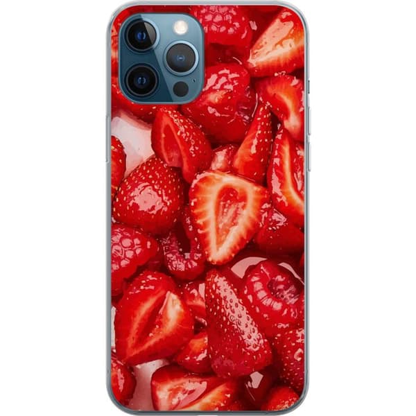 Apple iPhone 12 Pro Läpinäkyvä kuori Mansikkakuviointi - makea motiivi kesäfiiliksellä
