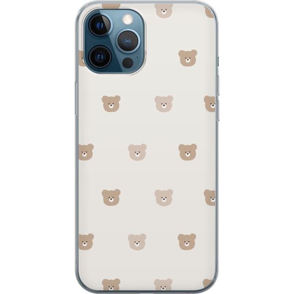Apple iPhone 12 Pro Genomskinligt Skal Teddy Background – gulliga nallar mot mjuk bakgrund