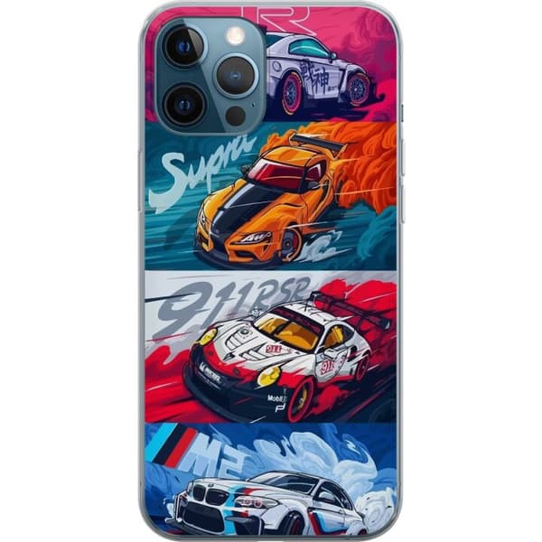 Apple iPhone 12 Pro Läpinäkyvä kuori Nopeat Autot - Piirretty Kuvio Toiminnalla