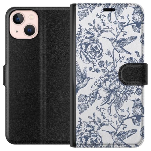Apple iPhone 13 mini Tegnebogsetui Blomster & Fugle - Romantisk Vintage-stil Mønster