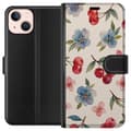 Miniatyrbillede 1 af 3: Apple iPhone 13 mini Tegnebogsetui Bær & Blomster - mønster med blå blomster og skovbær