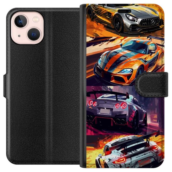 Apple iPhone 13 mini Plånboksfodral Rally Fever – fartfyllt motiv med rallybilar