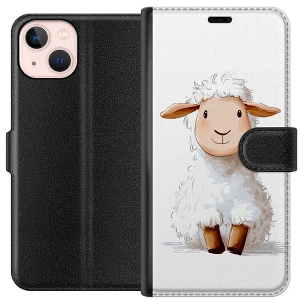 Apple iPhone 13 mini Plånboksfodral Sött Lamm – tecknad stil för barn & babyprodukter
