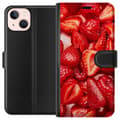 Miniatyrbillede 1 af 3: Apple iPhone 13 mini Tegnebogsetui Jordbærmønster - sødt motiv med sommerstemning